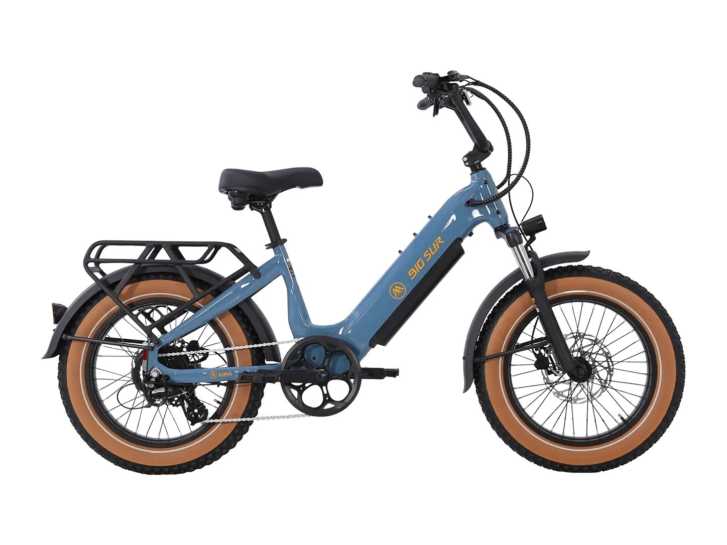 AIMA Big Sur Sport 2.0 fat-tire e-bike in Sea Breeze Blue, side view