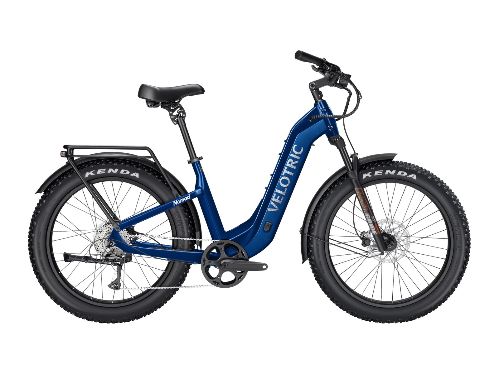Velotric Nomad 2 Step-Thru in Midnight Blue, side view
