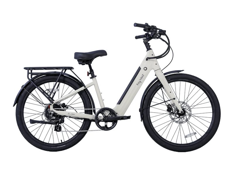 AIMA Key West 2.0 step-through e-bike in Ivory White, side view