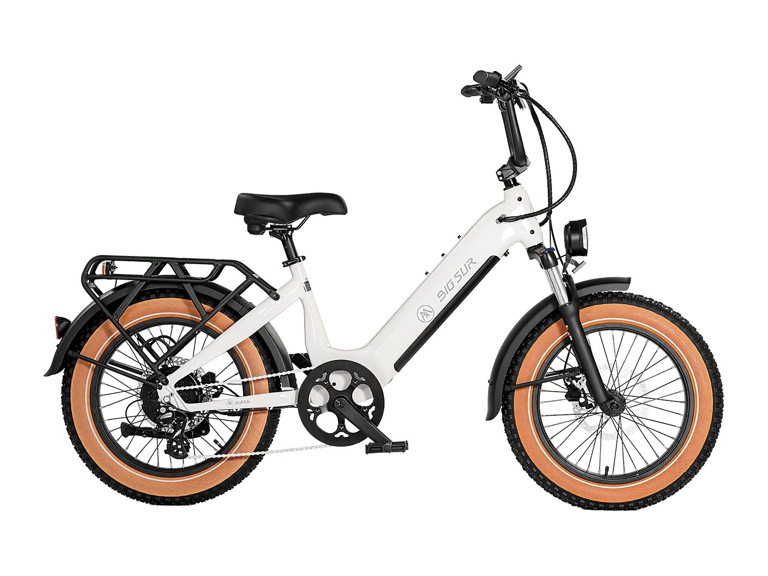 AIMA Big Sur Sport fat-tire e-bike in Ivory White, side view